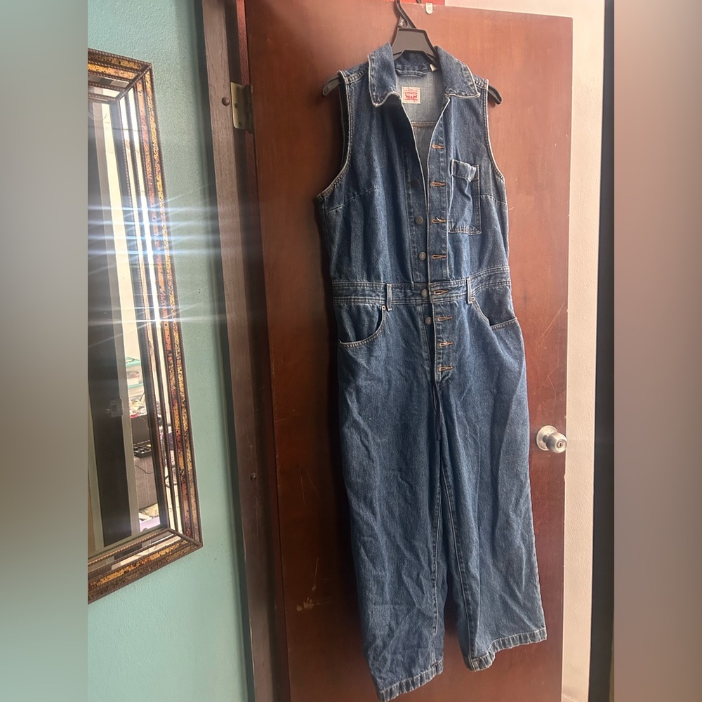 Levi's Blue Denim Sleeveless Jumpsuit Romper